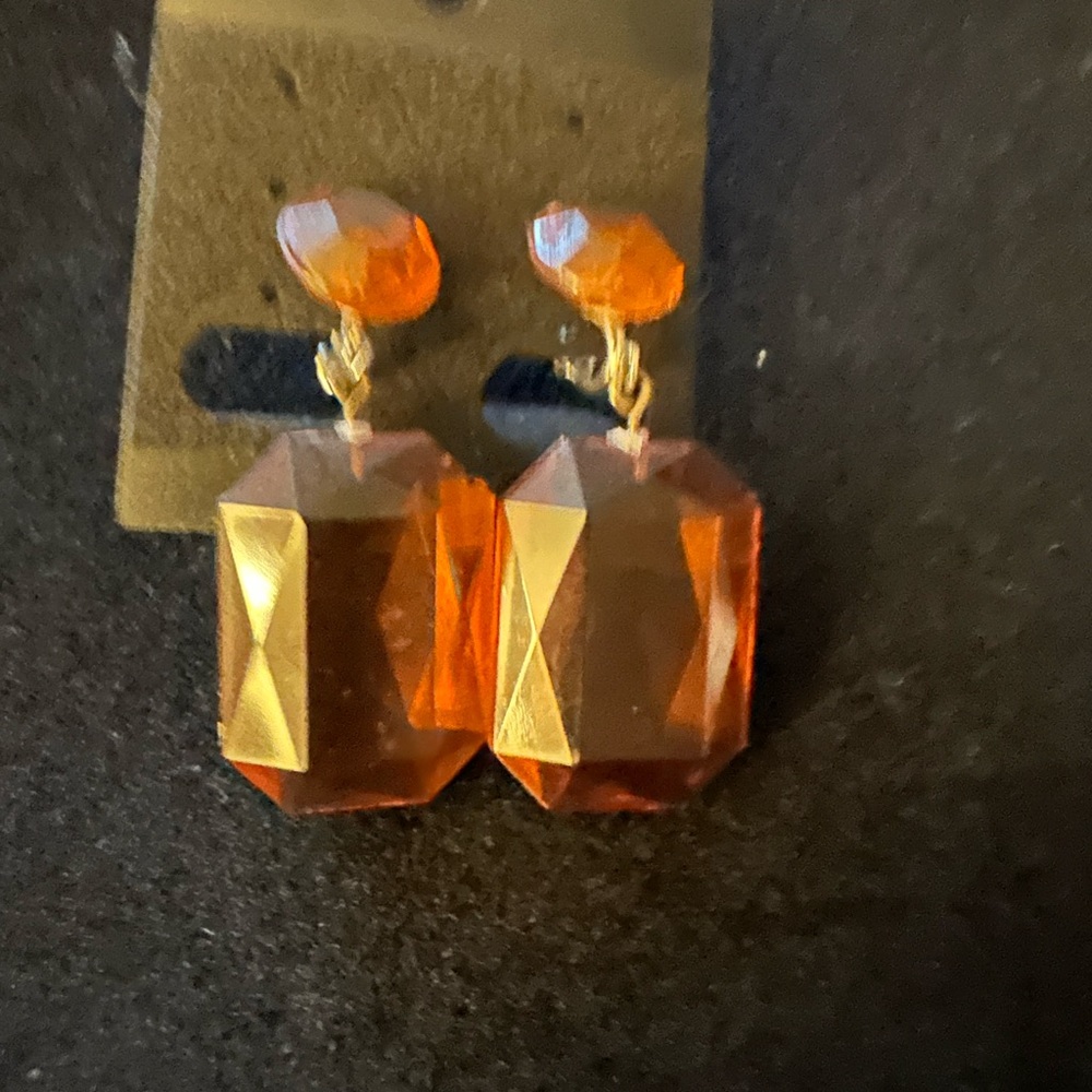Vibrant Orange Crystal Dangle Earrings